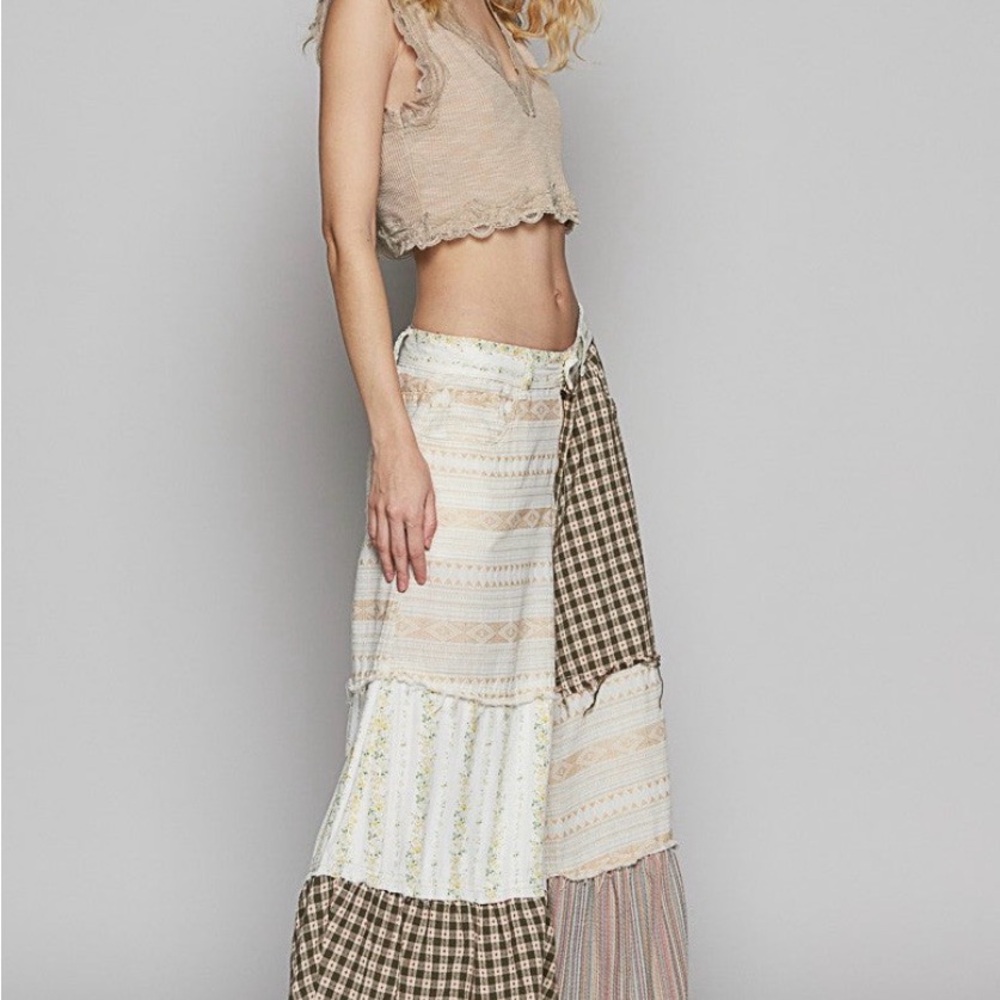 POL Contrasting Panel
Patchwork Wide Leg Pants in… - image 3